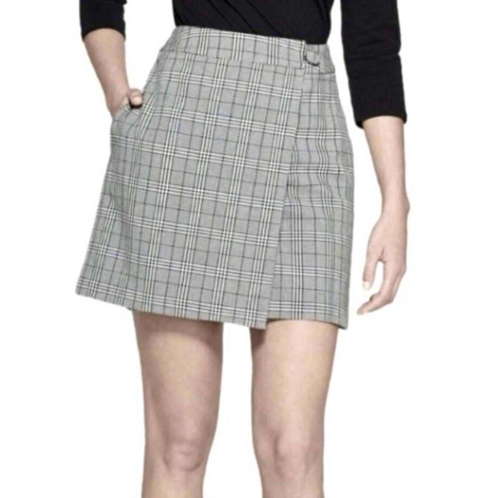 Target A New Day Grey Plaid Wrap Skirt